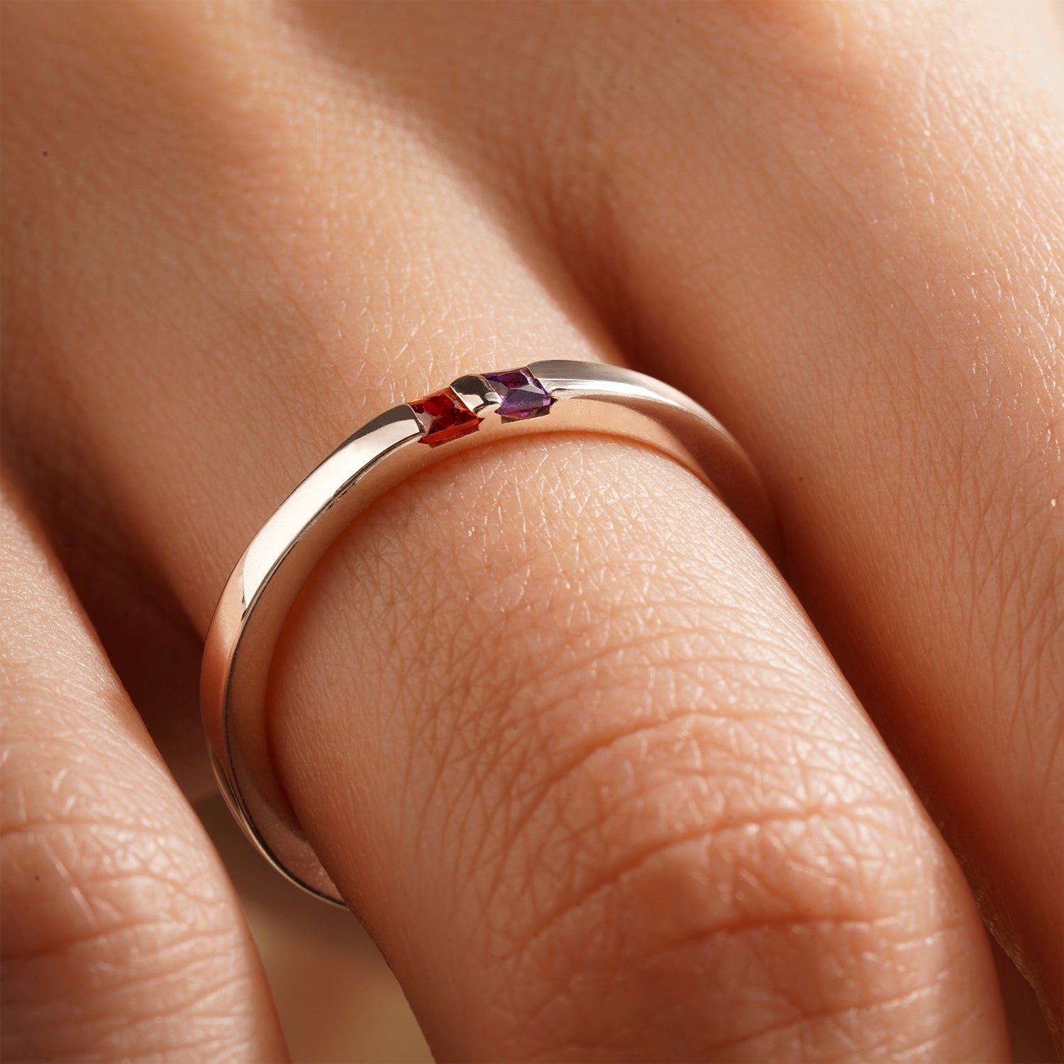 Stackable Princess Cut Birthstone Ring