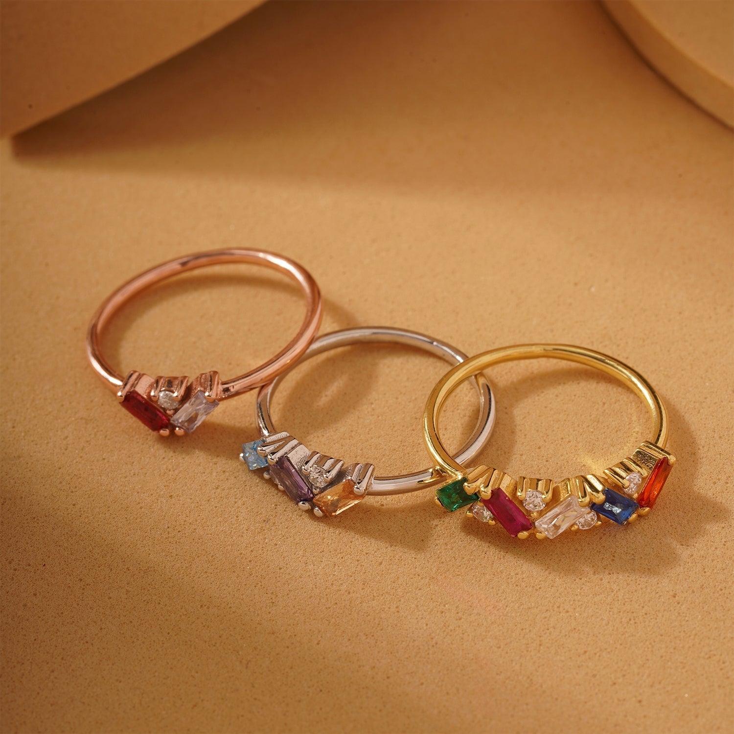 Dainty Baguette Birthstone Ring