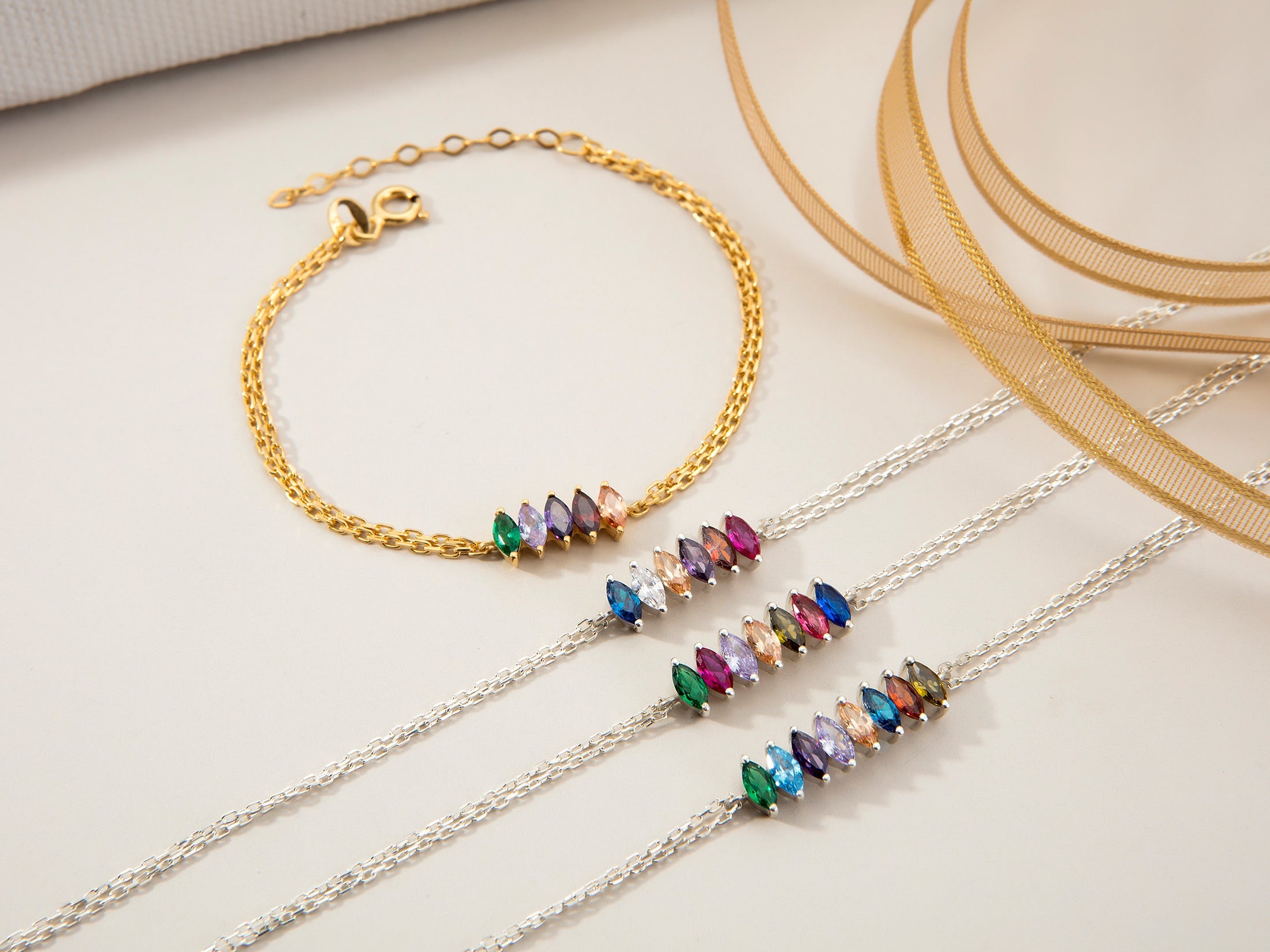 Marquise Shaped Birthstone Bracelet