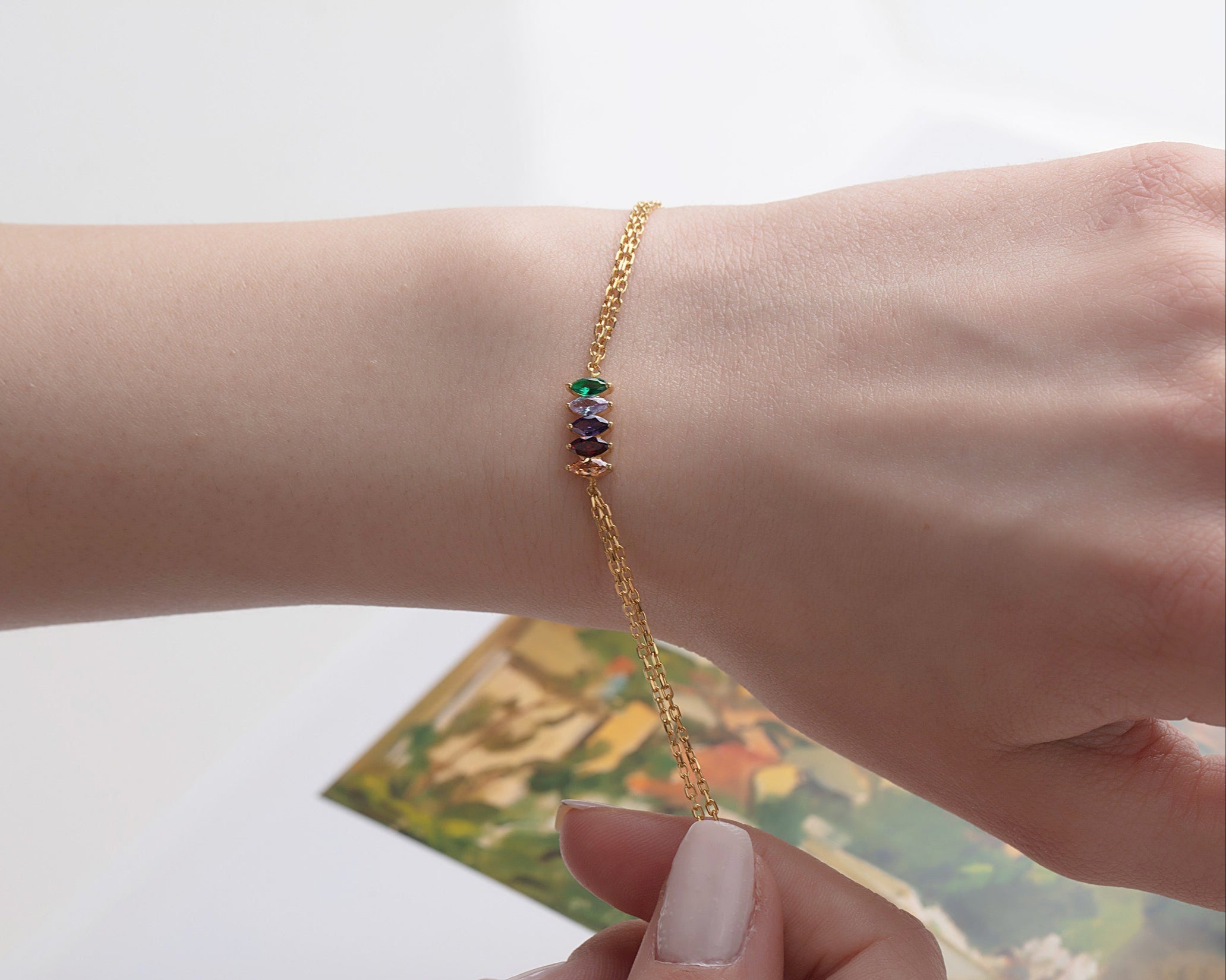 Marquise Shaped Birthstone Bracelet