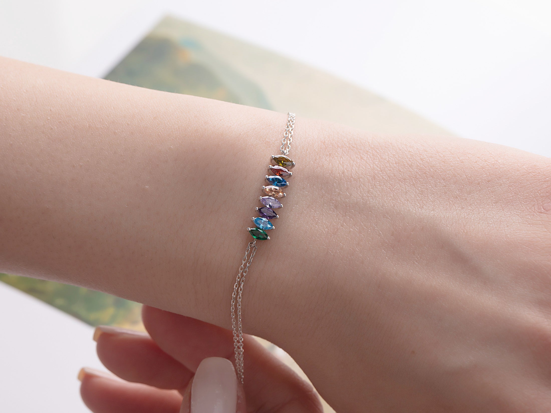 Marquise Shaped Birthstone Bracelet