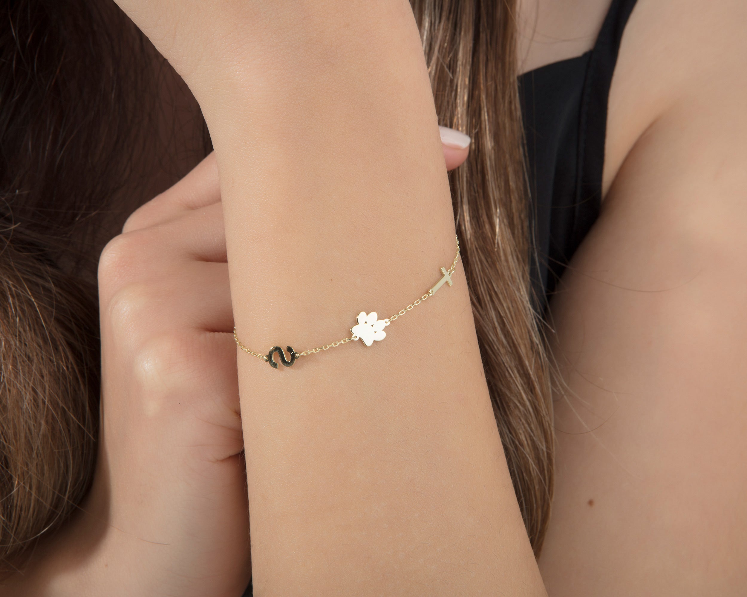 Pawprint & Initial Charm Bracelet