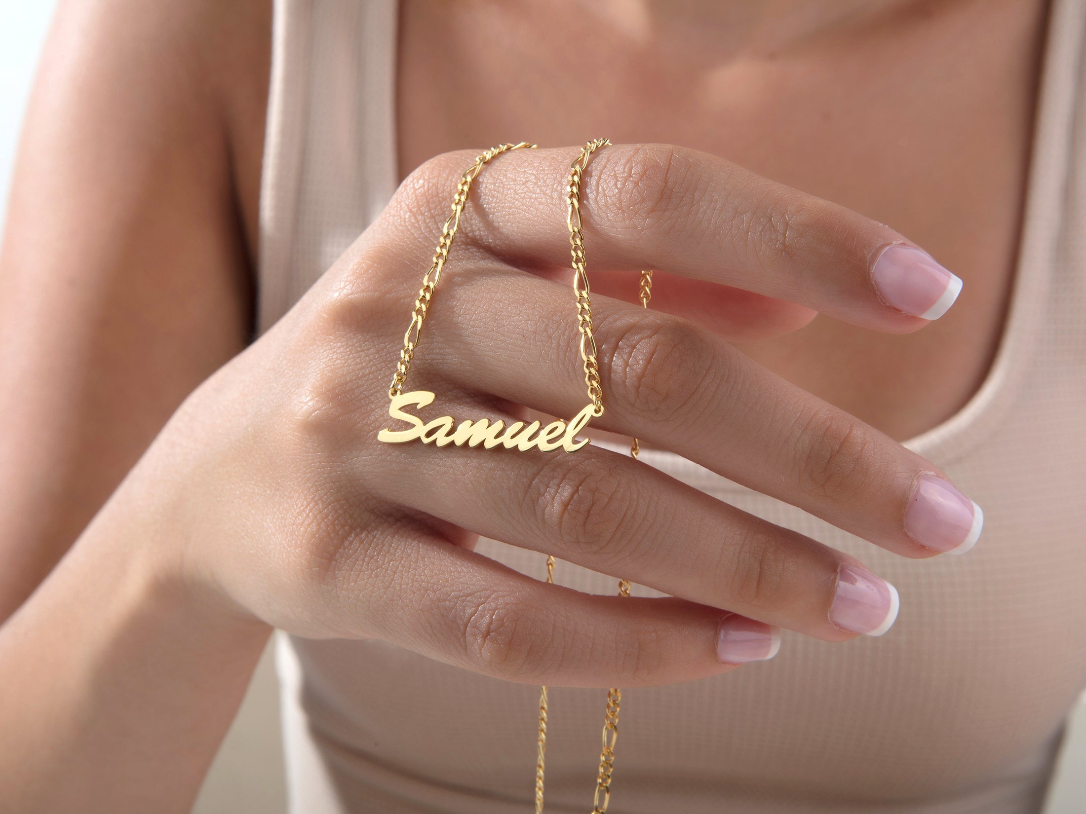 Custom Name Necklace with Figaro Chain