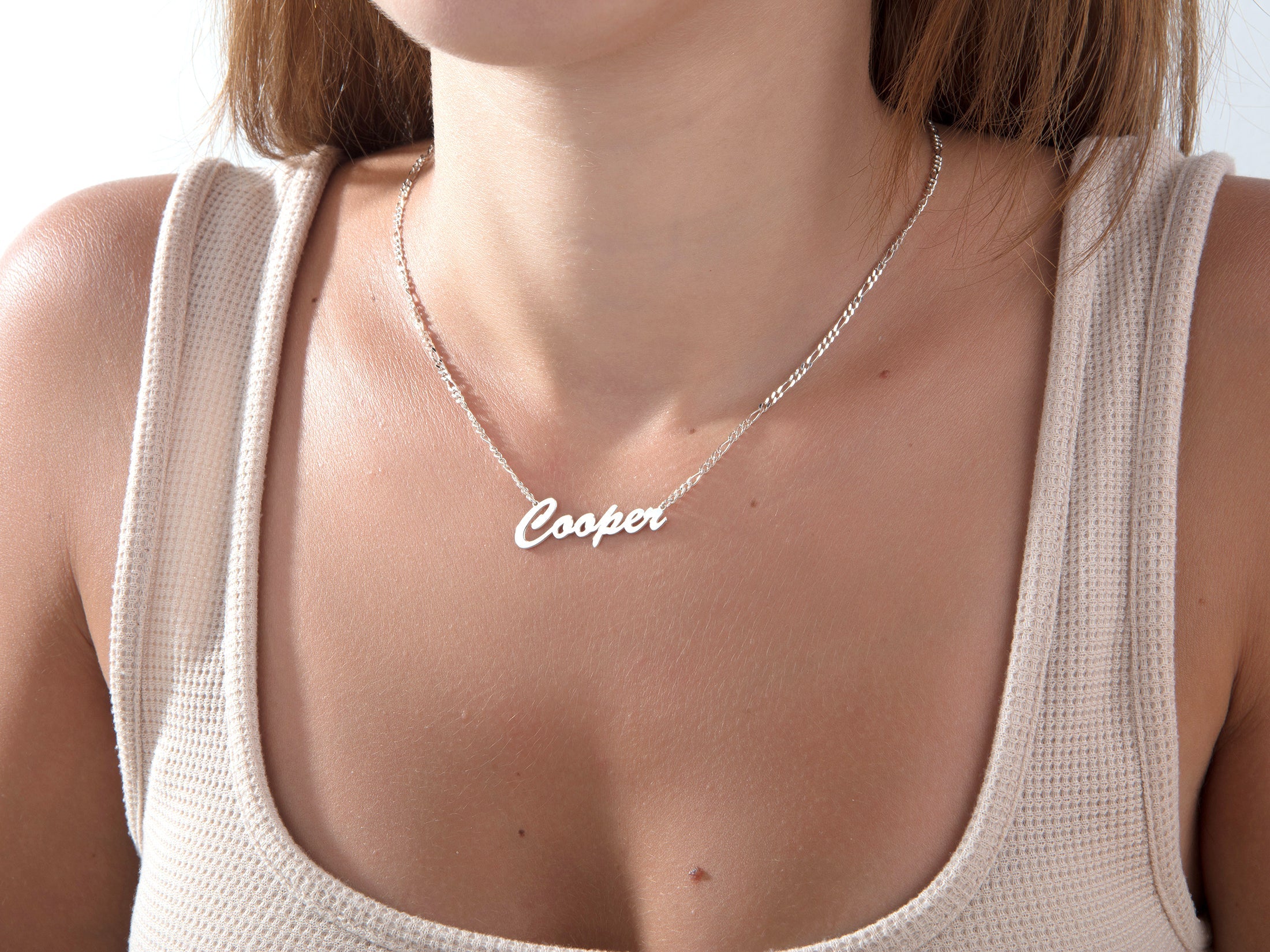 Custom Name Necklace with Figaro Chain