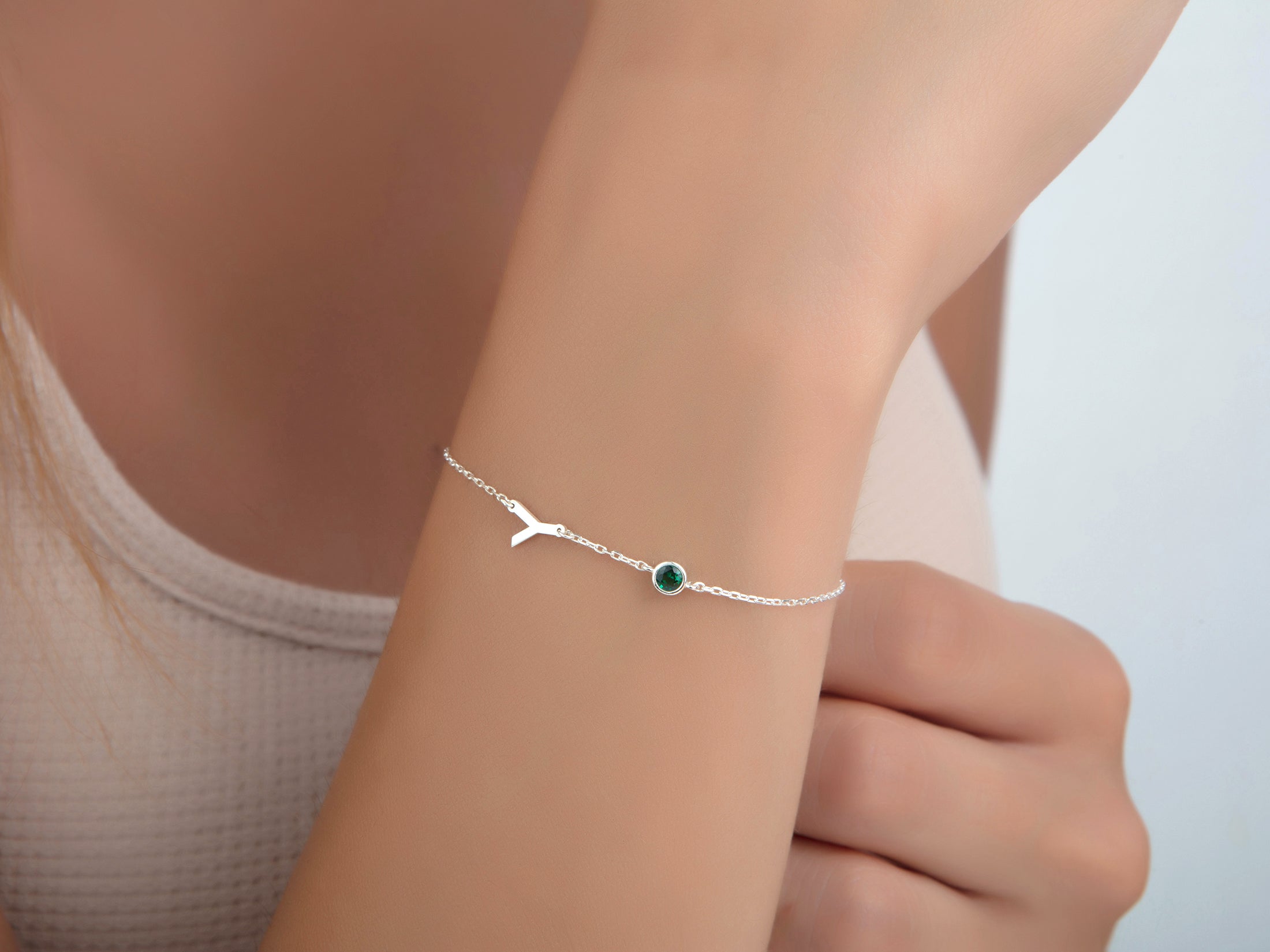 Custom Birthstone & Initial Bracelet