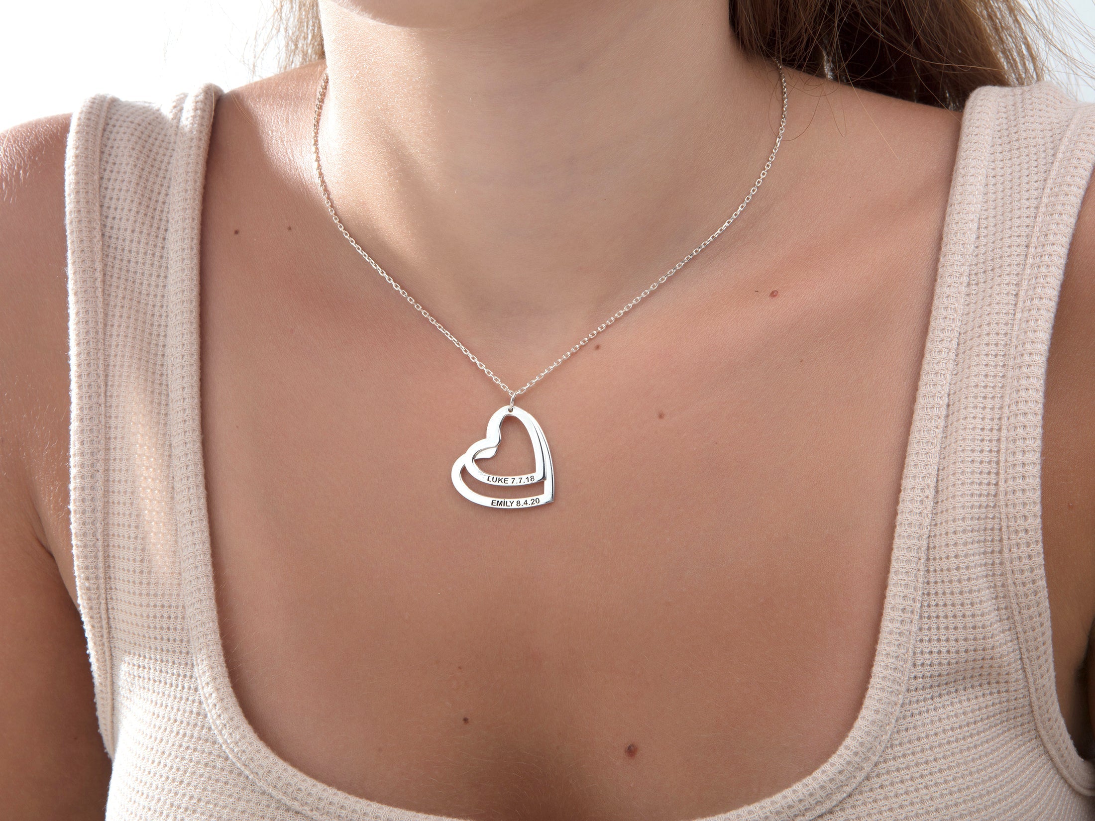 Personalized Heart Family Multi Name Necklace