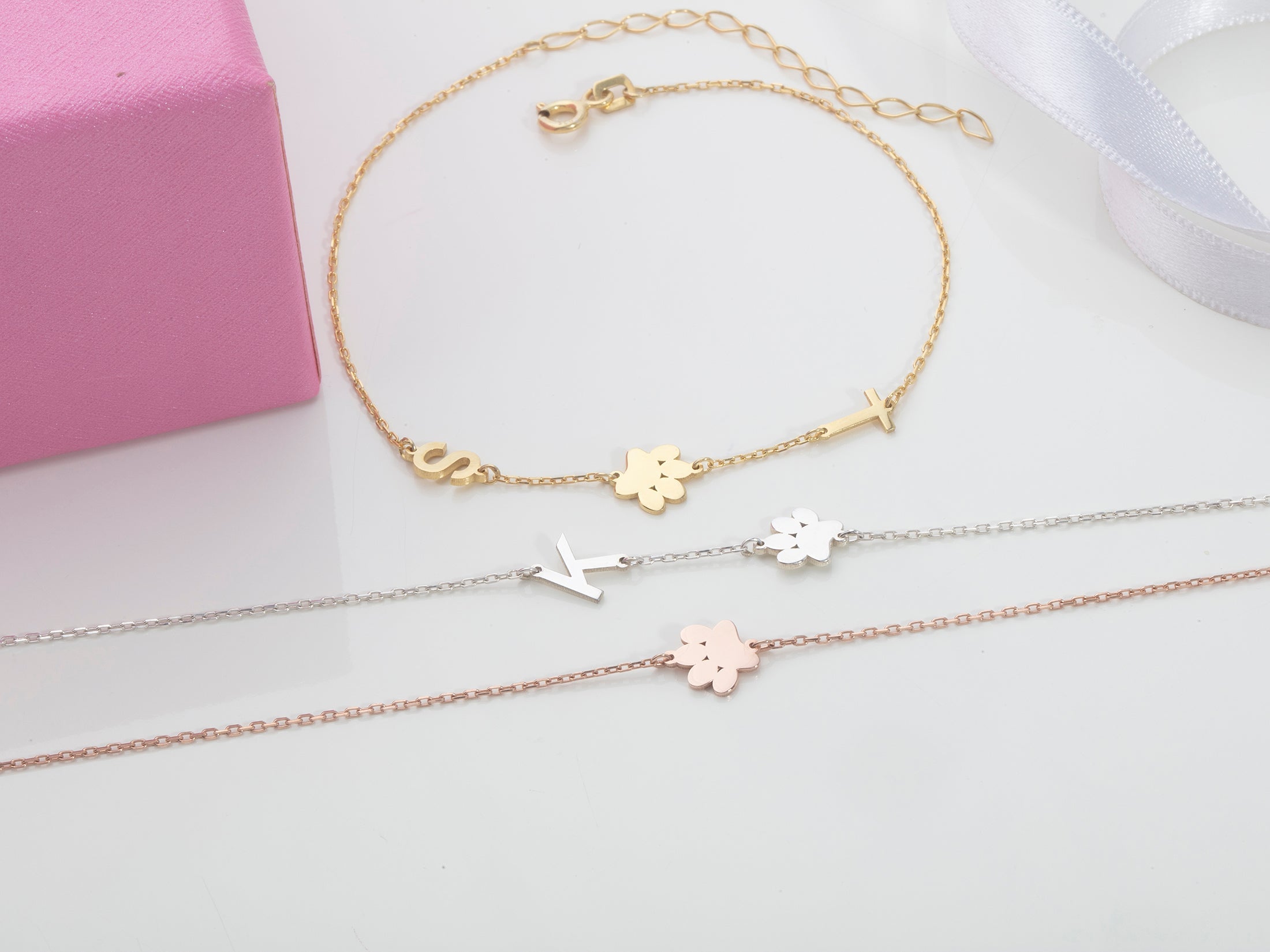 Pawprint & Initial Charm Bracelet