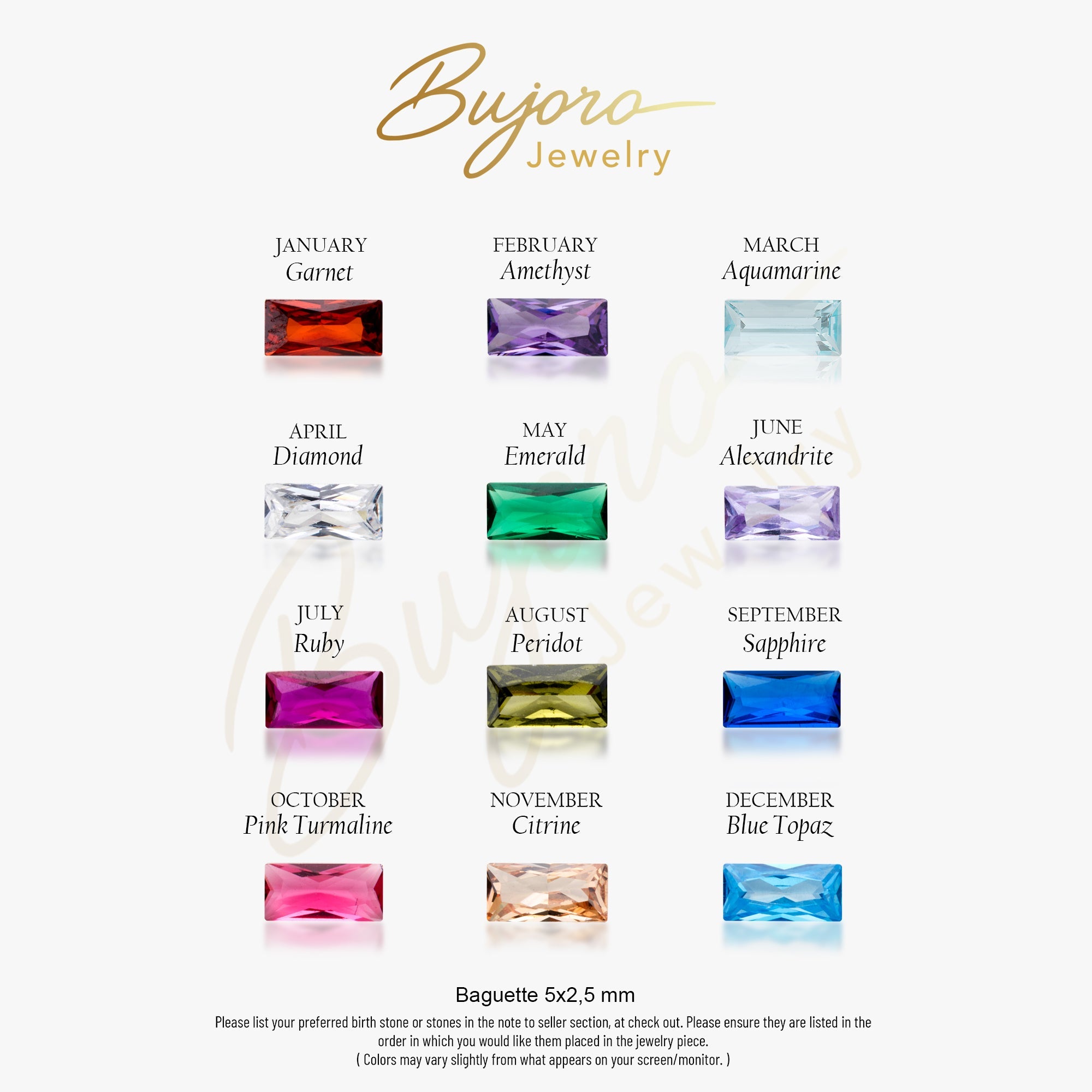 Personalized Baguette Birthstone Bracelet