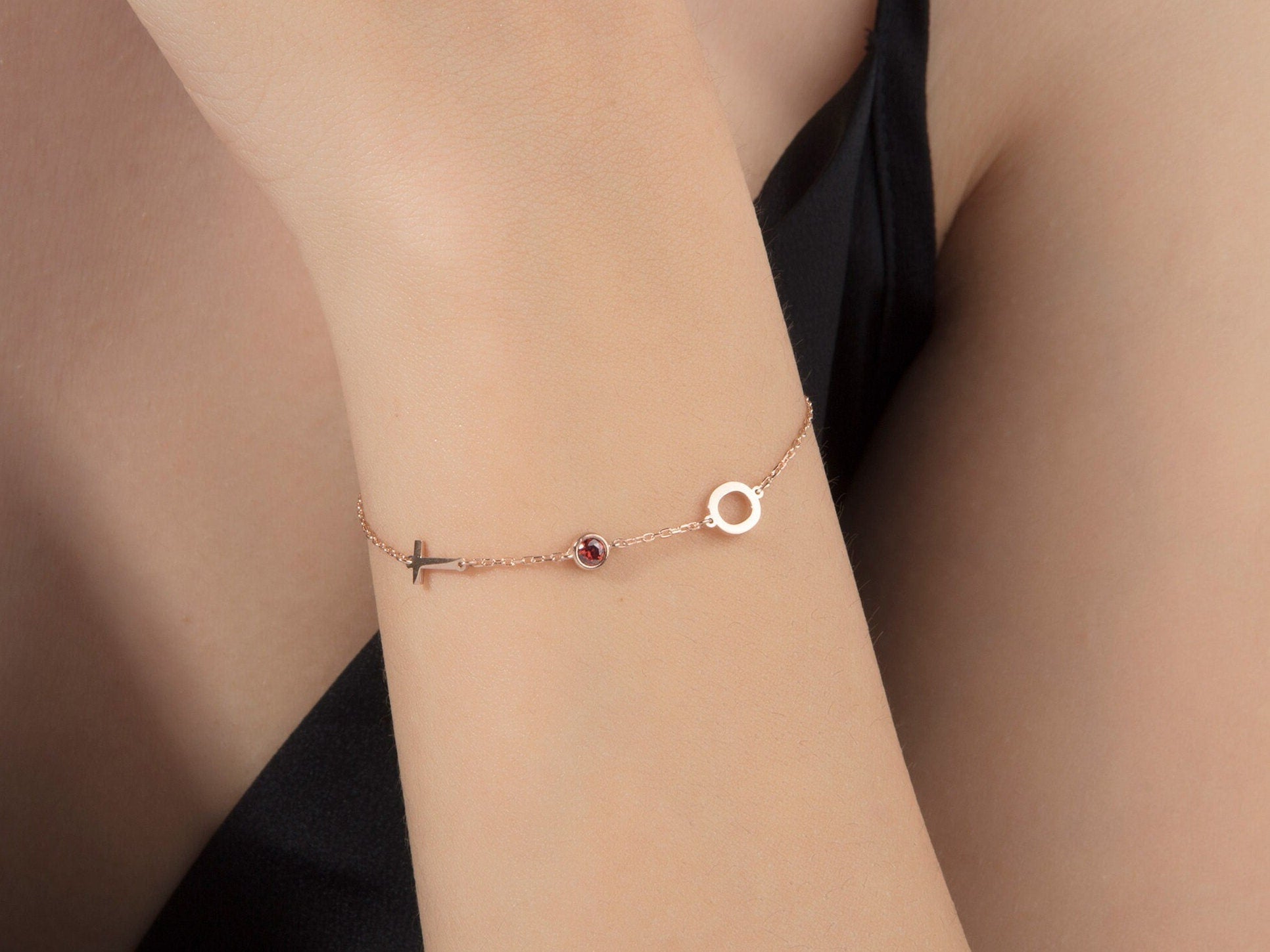 Custom Birthstone & Initial Bracelet