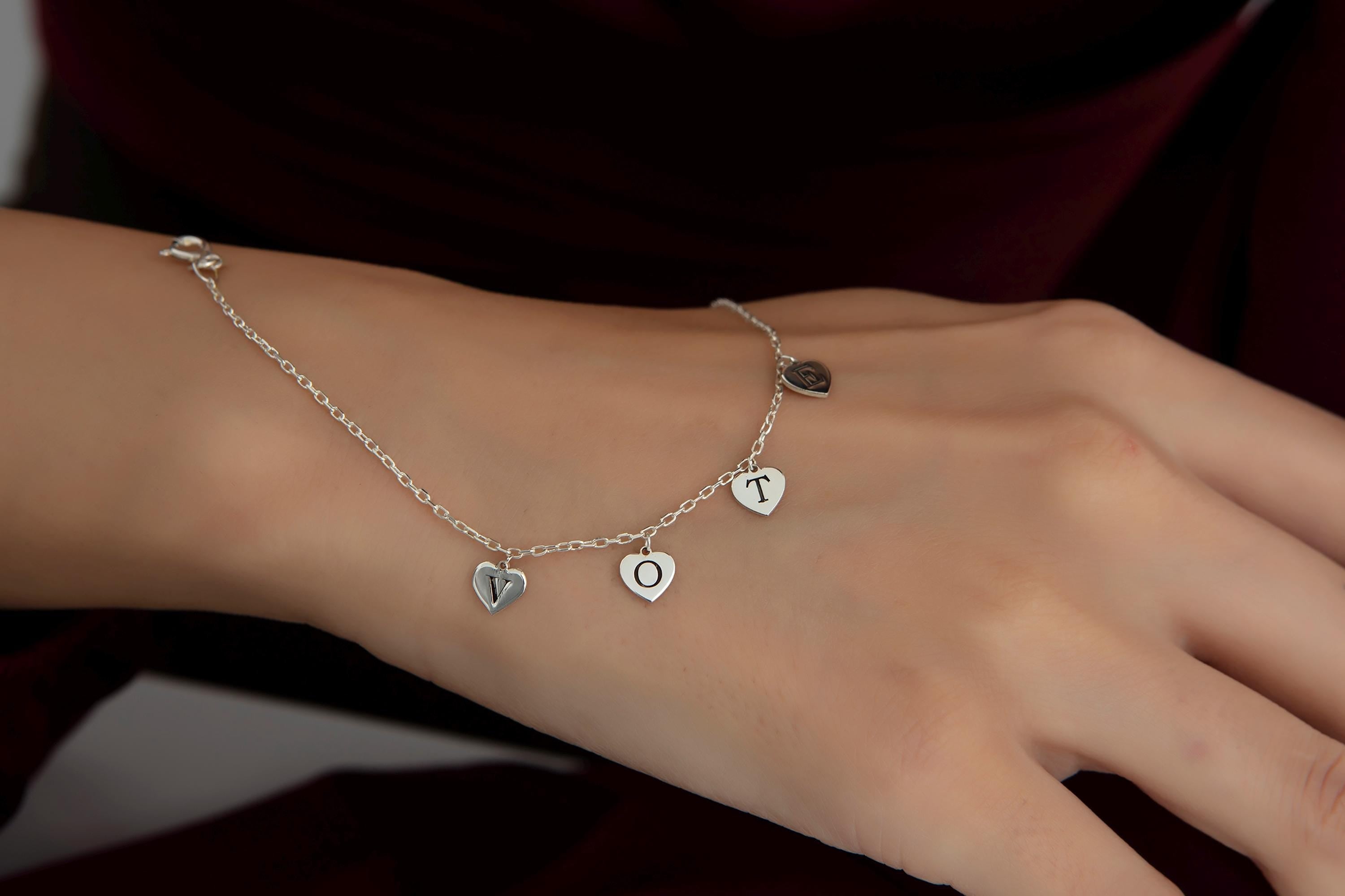 Personalized Heart Charm Bracelet with Initials
