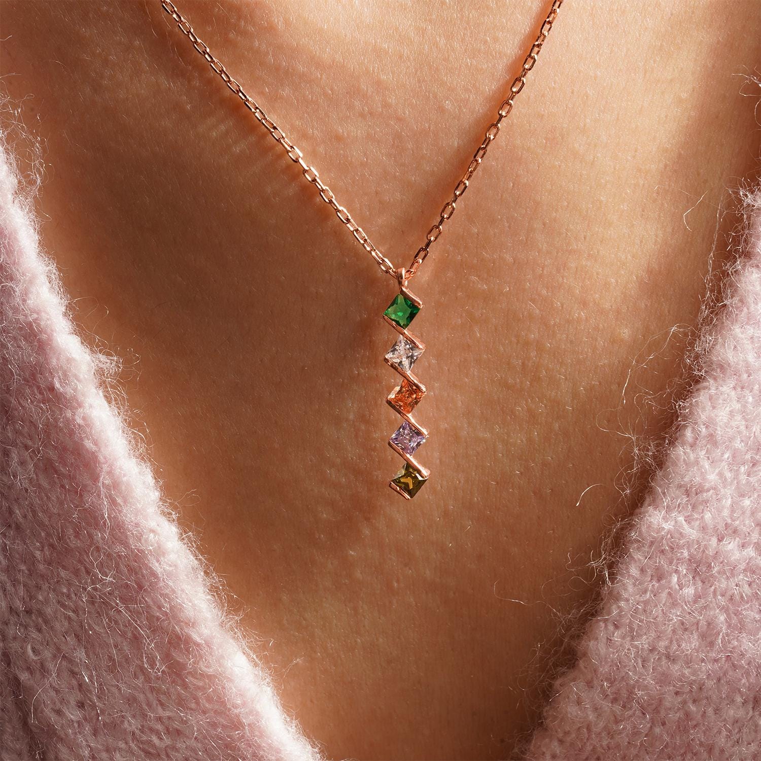 Personalized Princess Shaped Birthstone Necklace