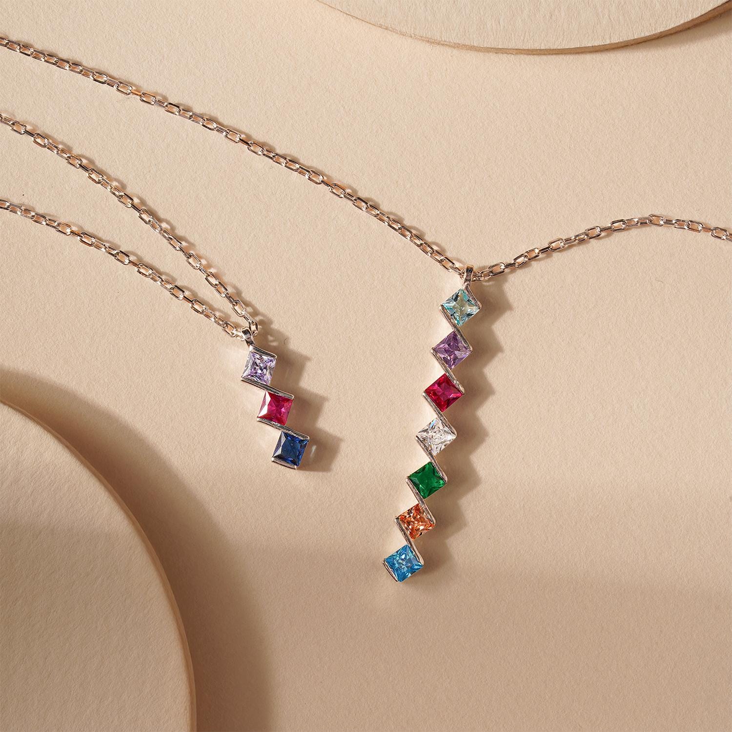Personalized Princess Shaped Birthstone Necklace