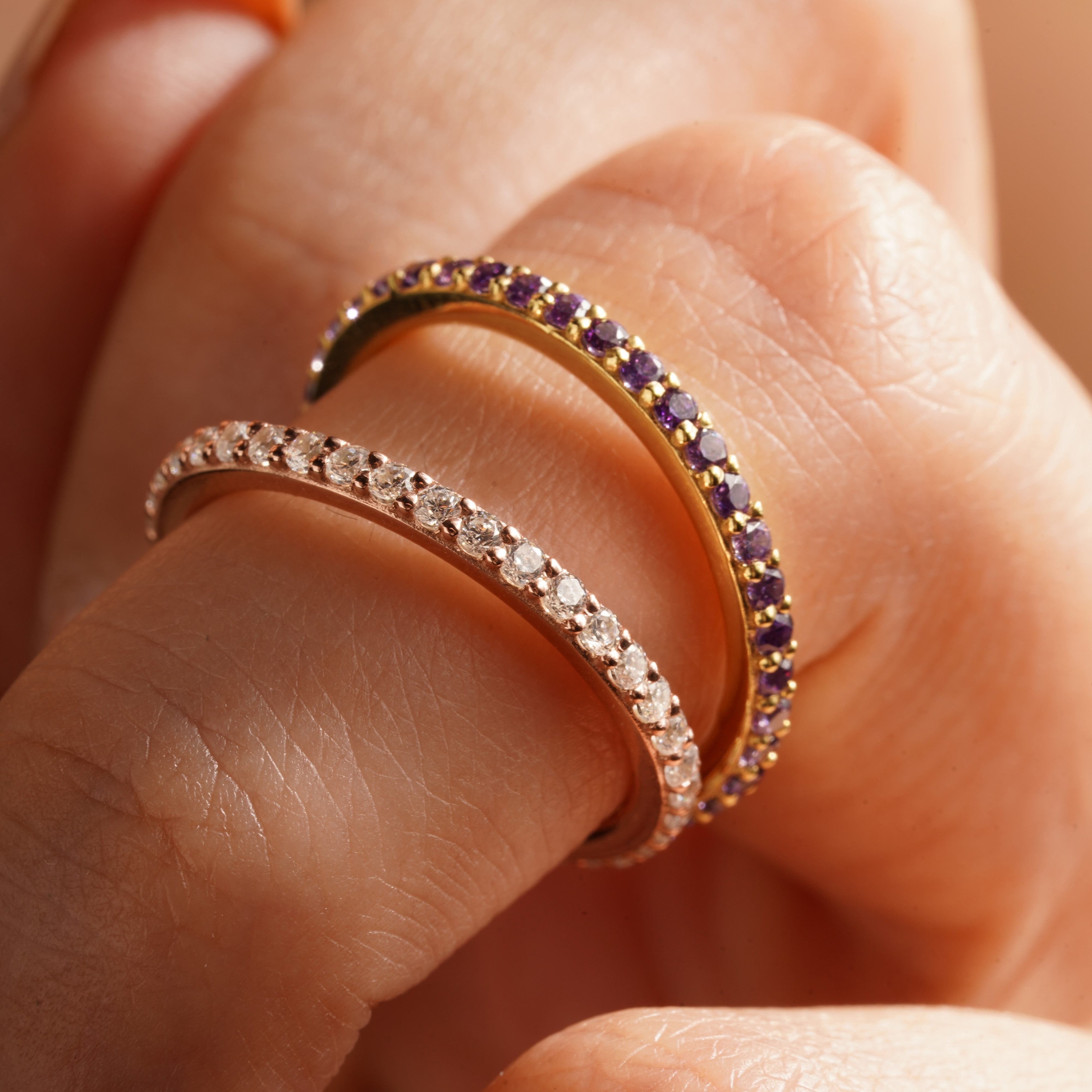 Full Eternity Birthstone Ring – Round Prong Setting
