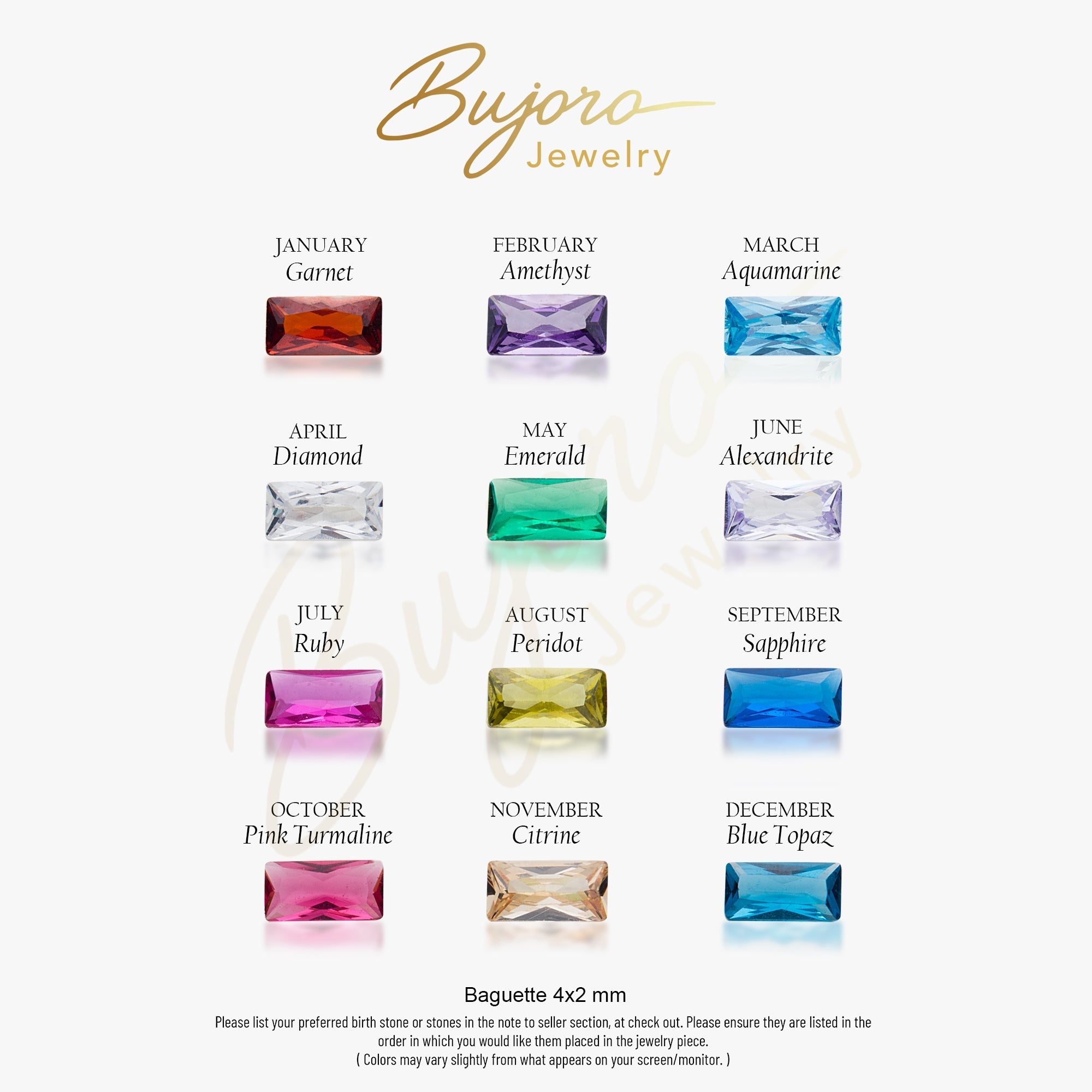 Dainty Baguette Birthstone Ring