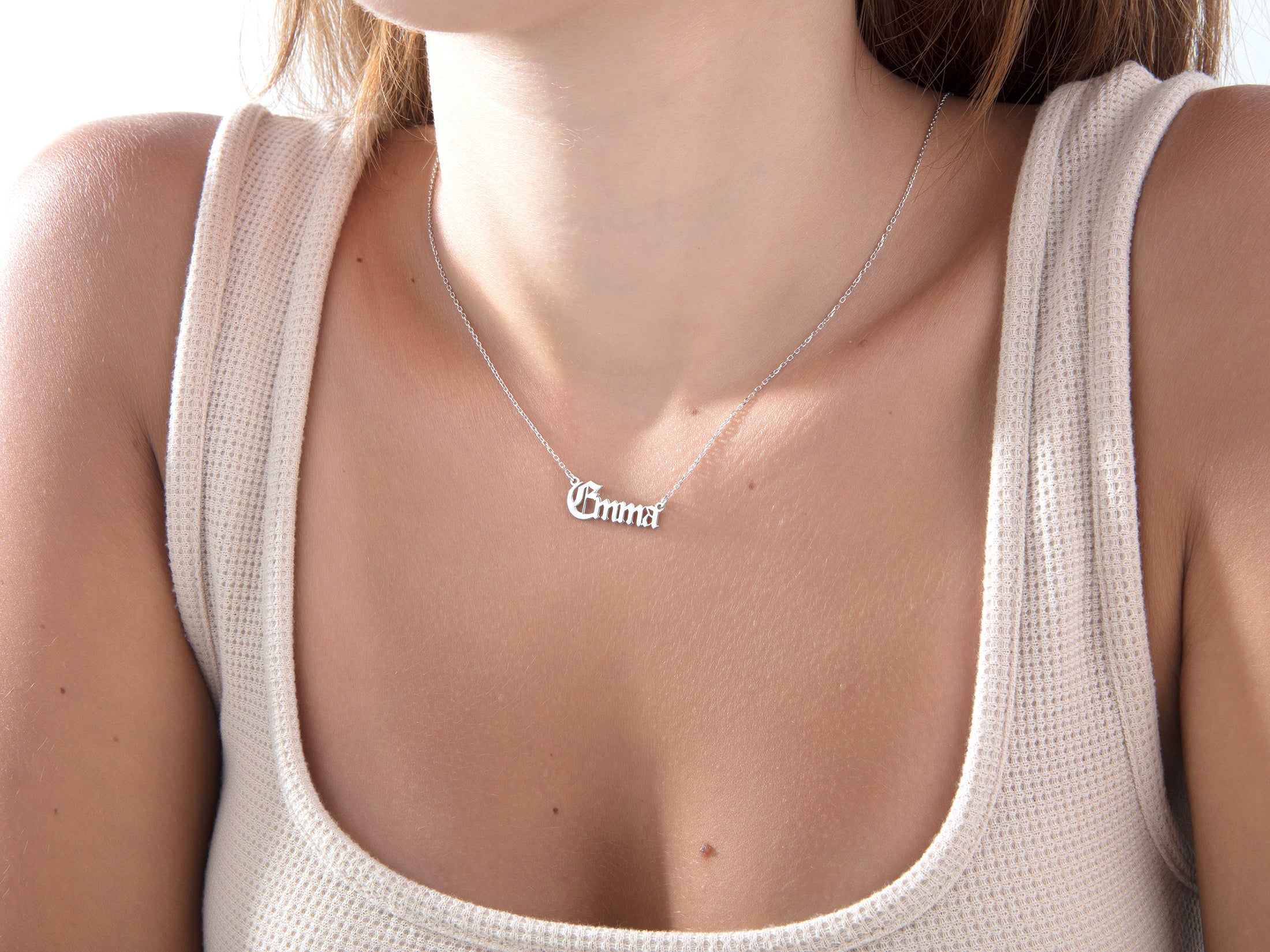 Custom Name Pendant – Old English Font