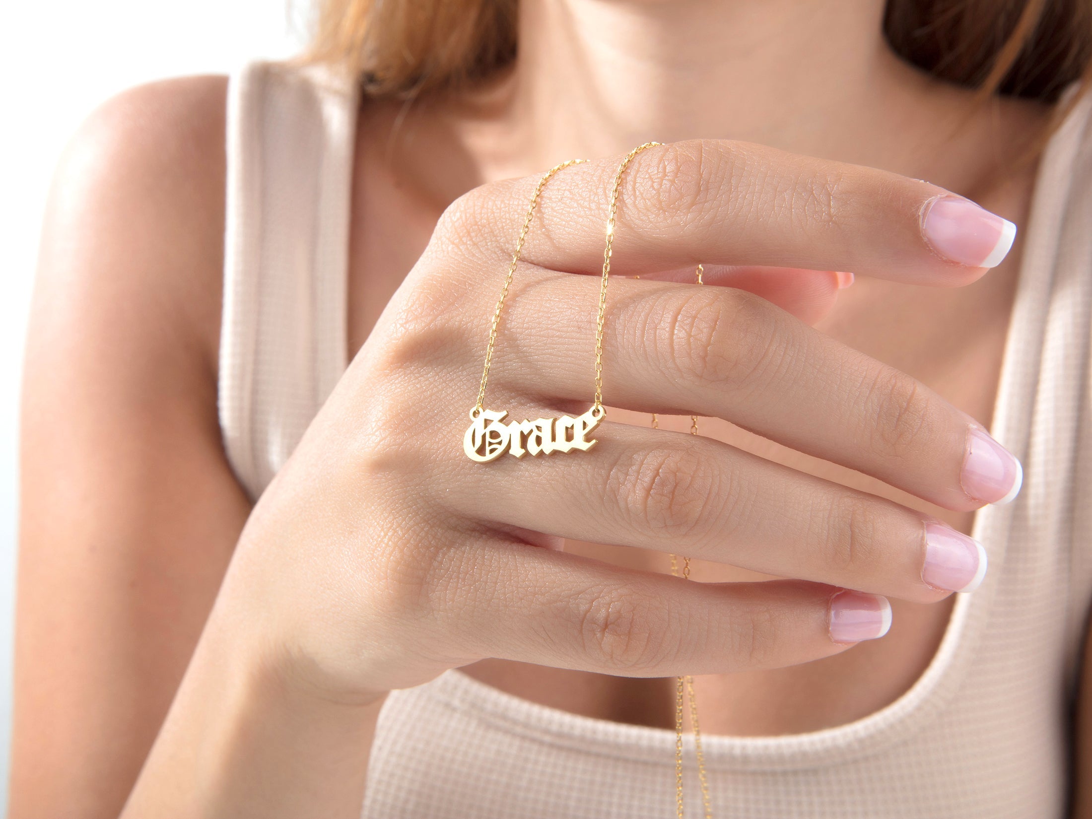 Custom Name Pendant – Old English Font