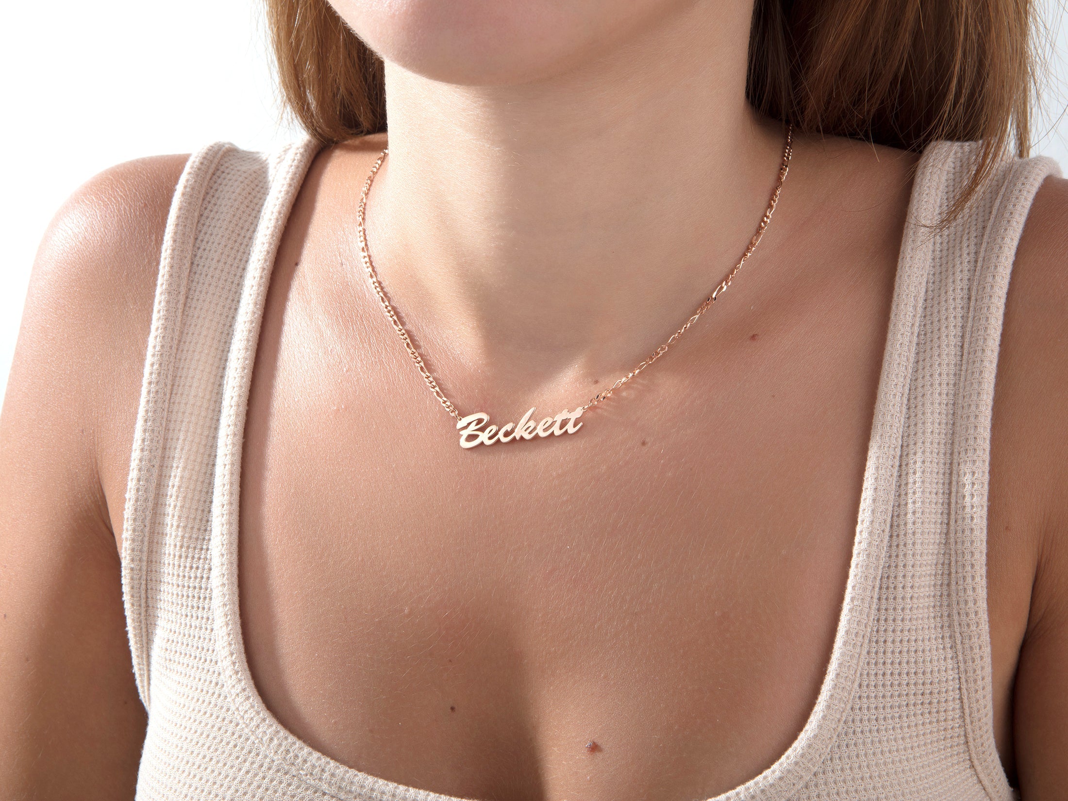 Custom Name Necklace with Figaro Chain