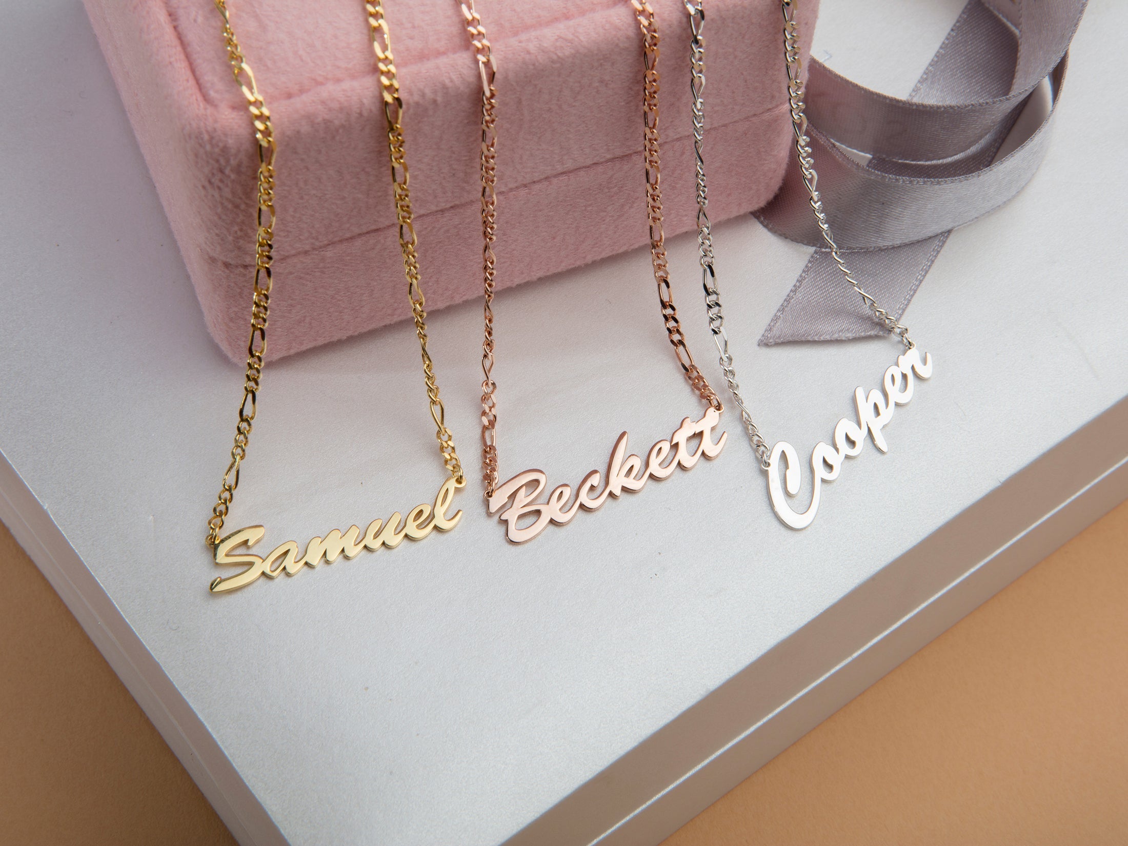 Custom Name Necklace with Figaro Chain