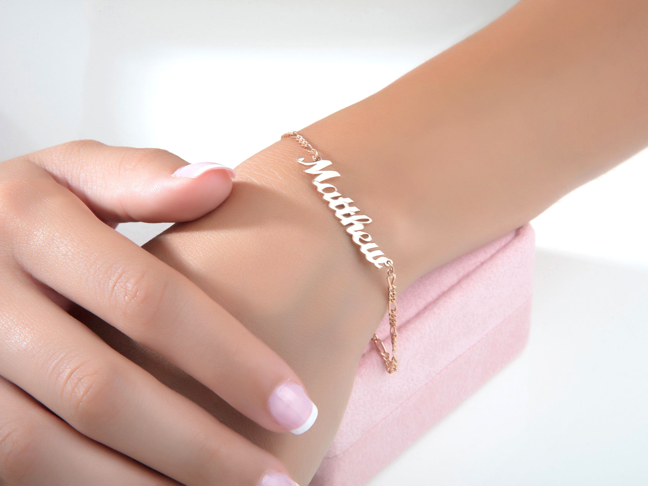 Custom Name Bracelet with Figaro Chain