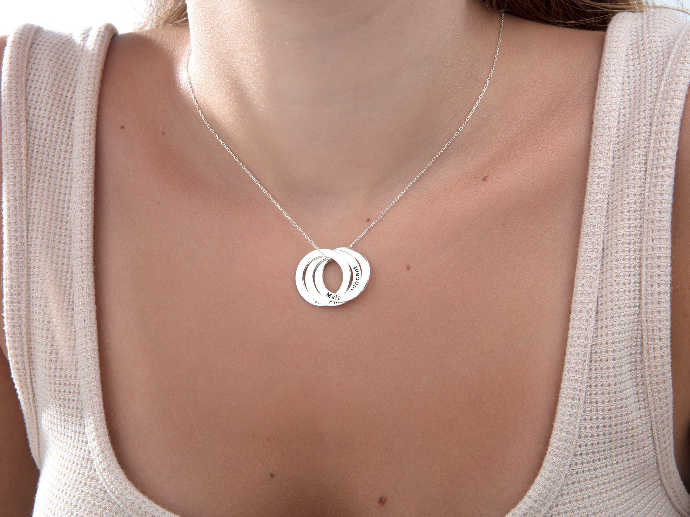 Personalized Multiple Name Circle Necklace