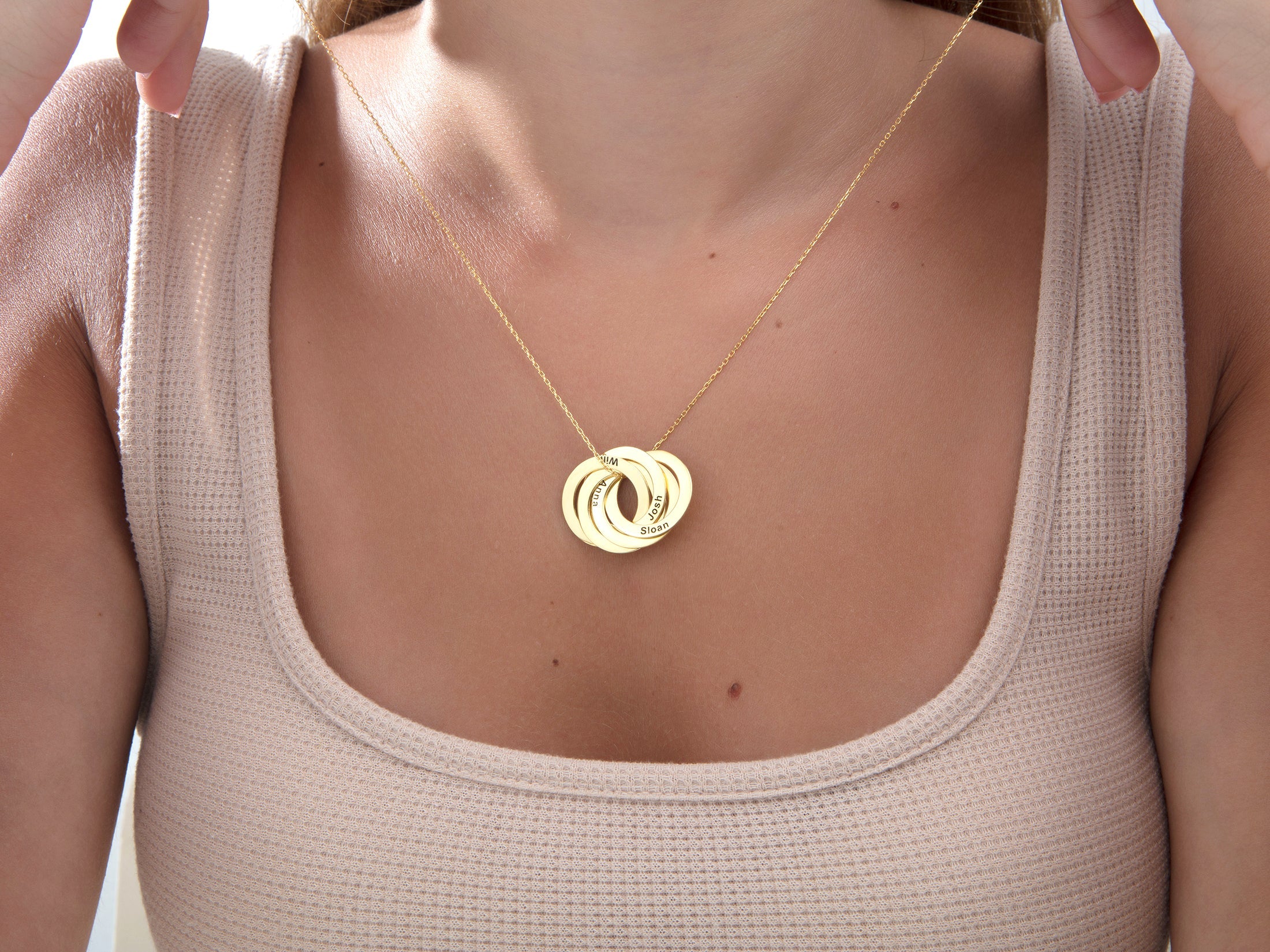 Personalized Multiple Name Circle Necklace