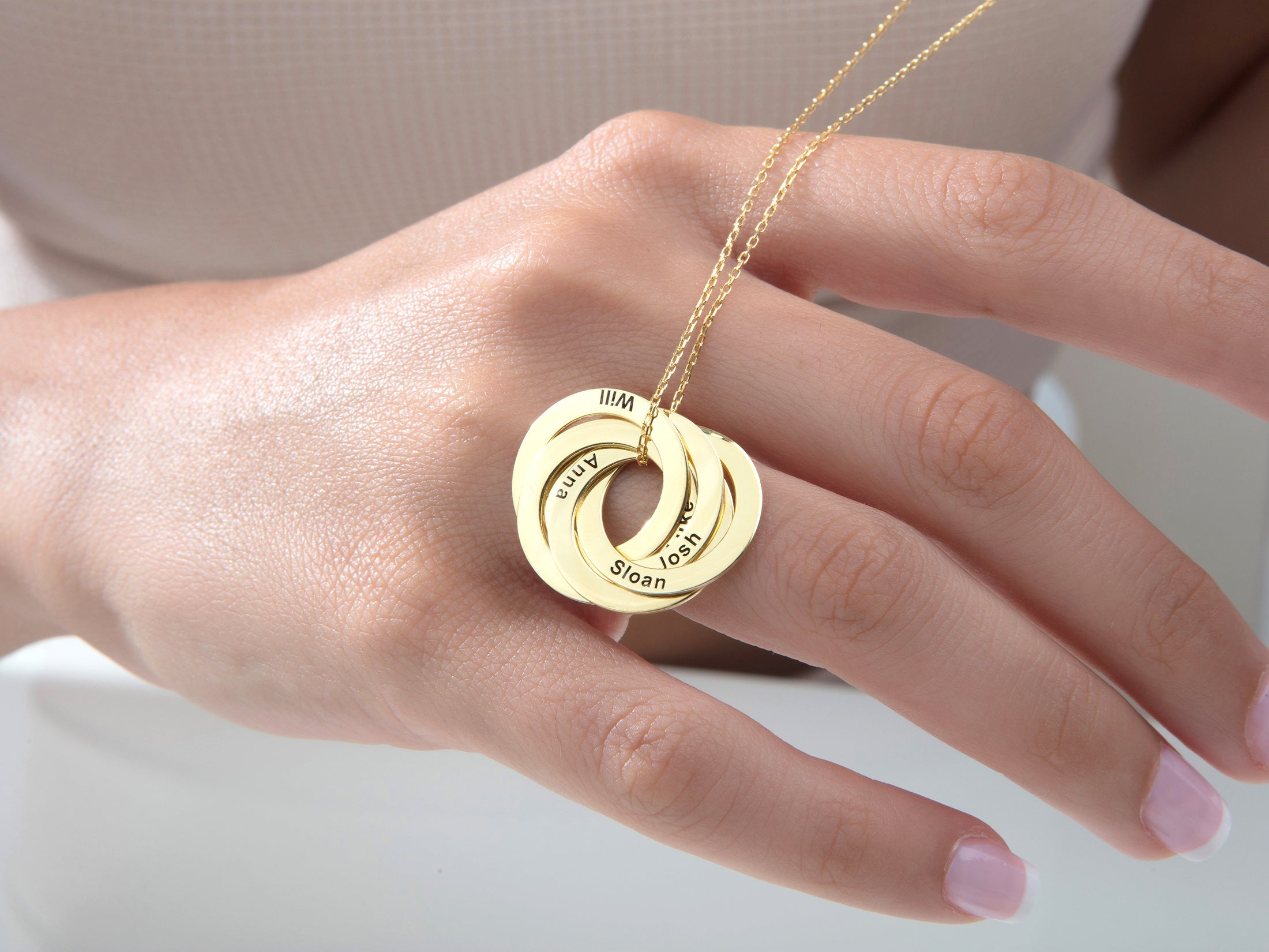 Personalized Multiple Name Circle Necklace