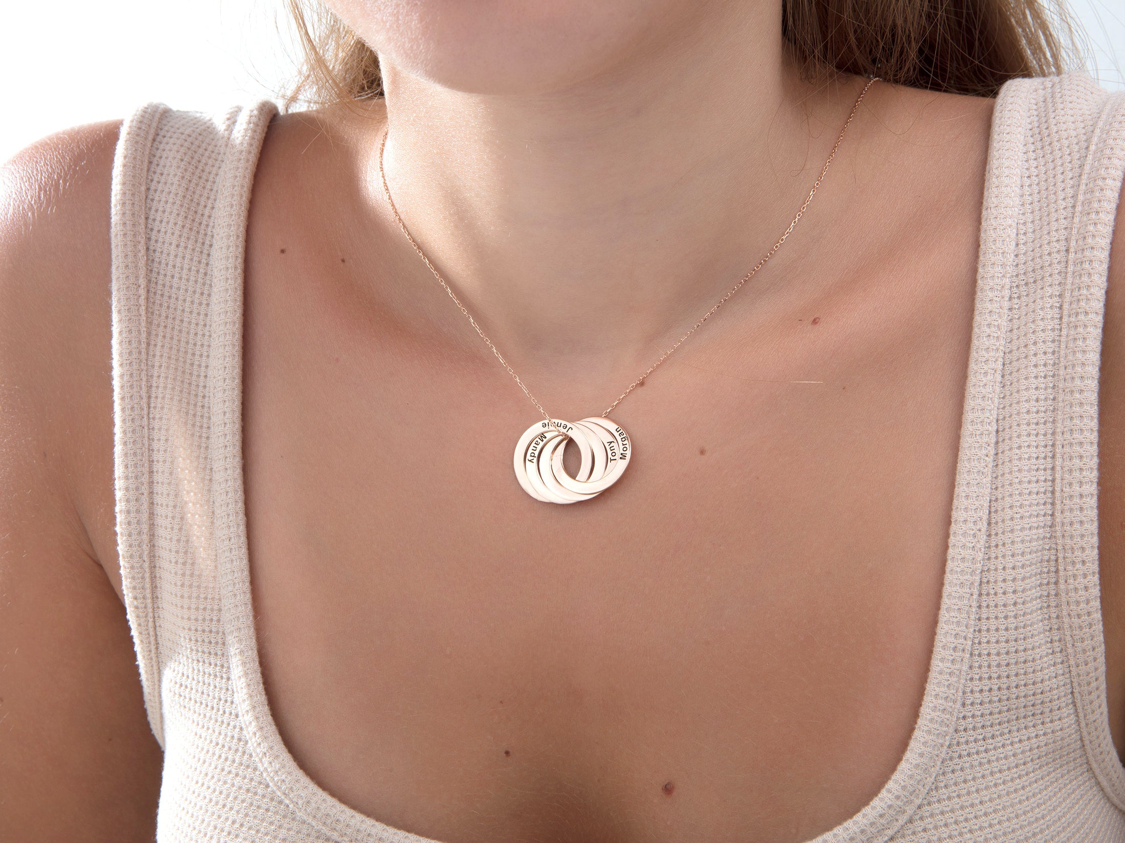 Personalized Multiple Name Circle Necklace