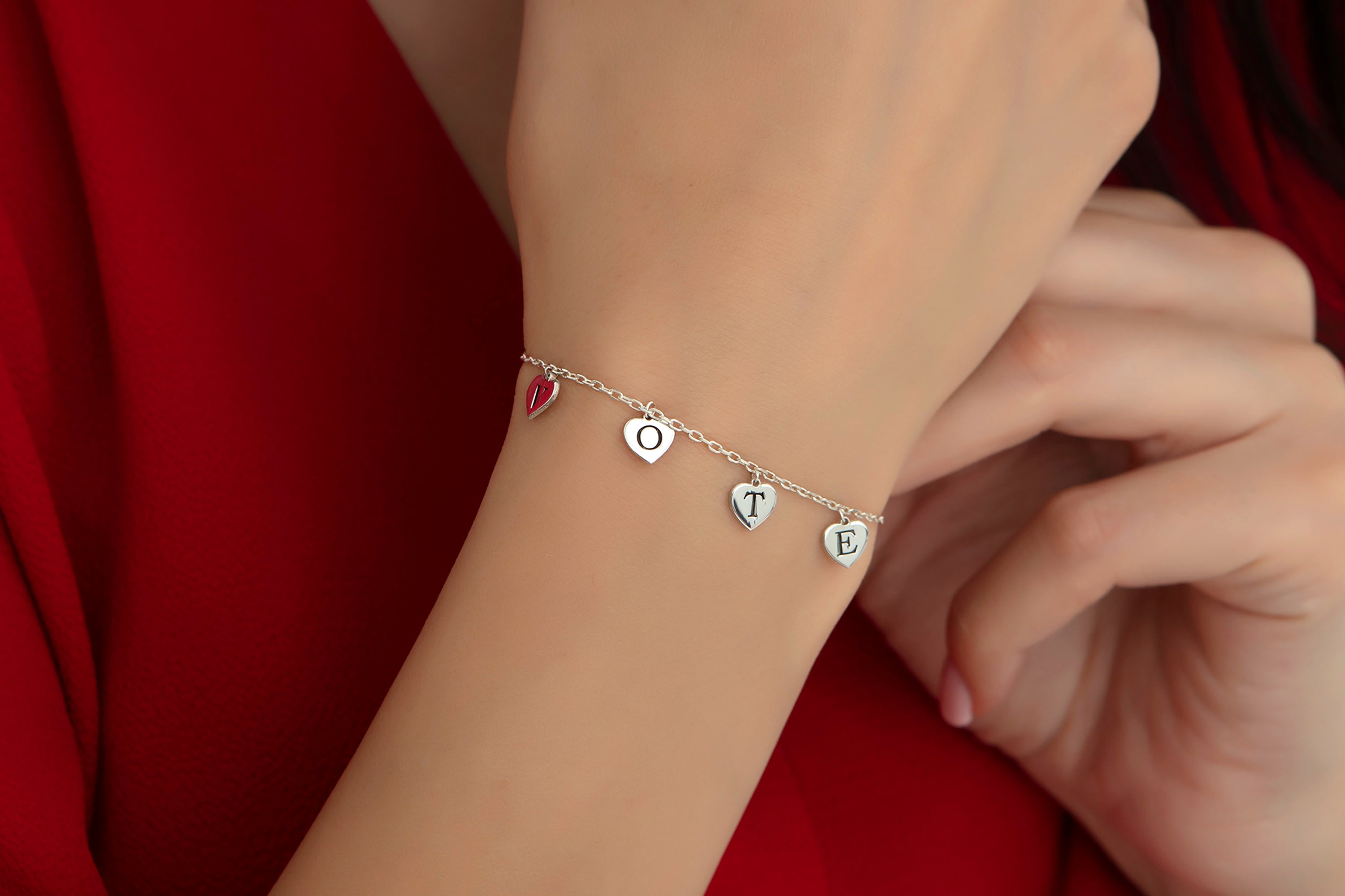 Personalized Heart Charm Bracelet with Initials