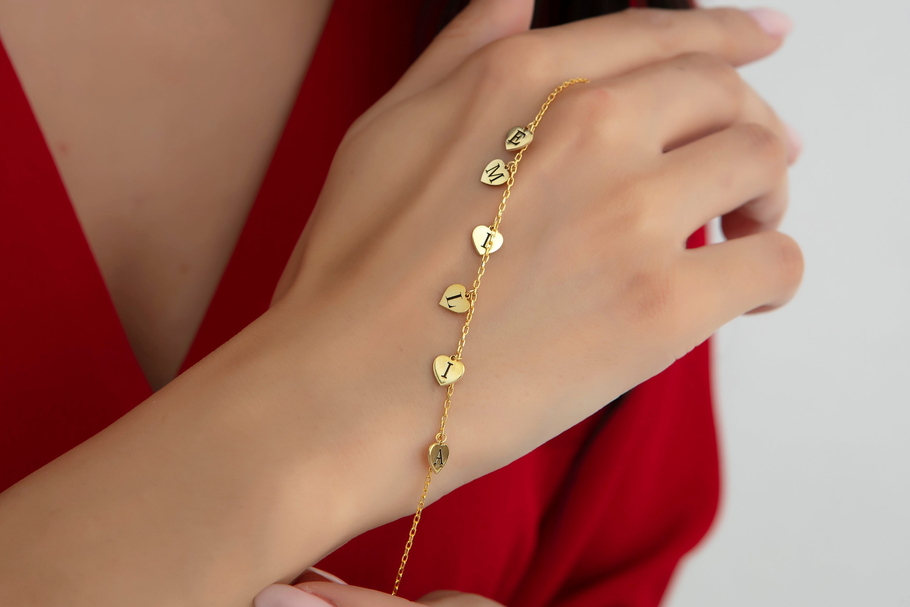 Personalized Heart Charm Bracelet with Initials