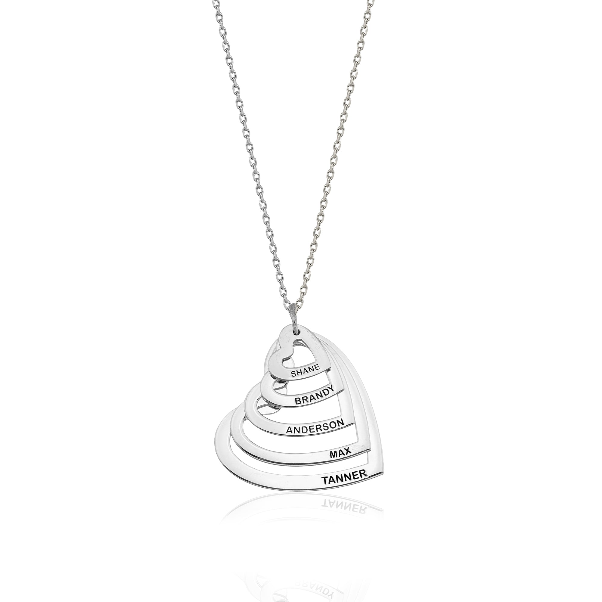Personalized Heart Family Multi Name Necklace