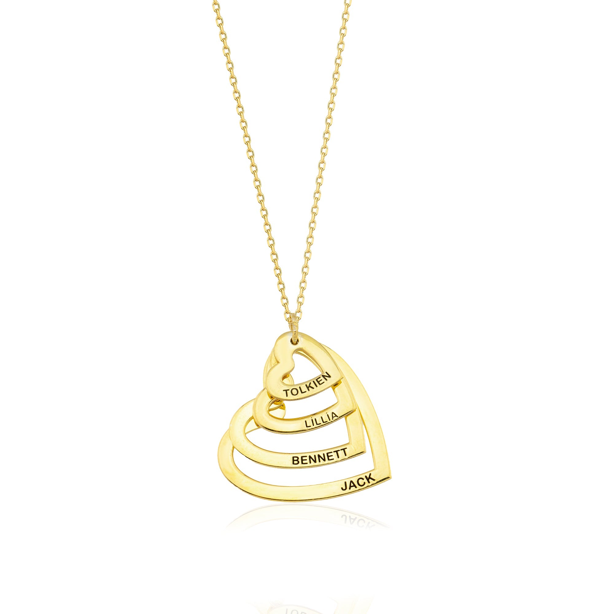 Personalized Heart Family Multi Name Necklace