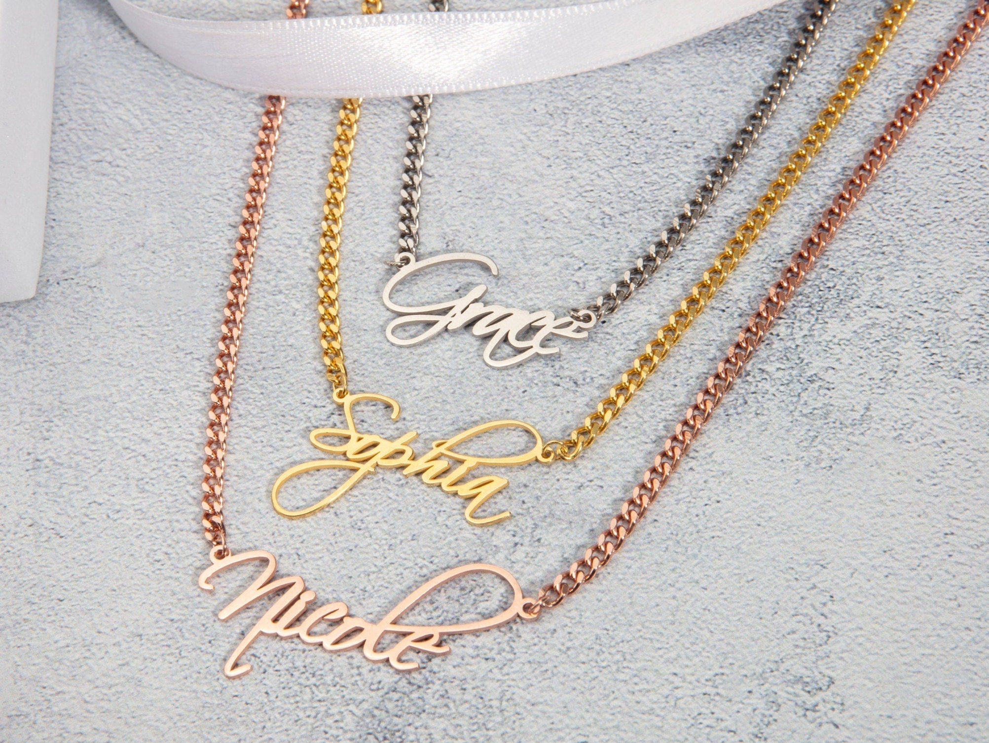 Custom Name Necklace with Cuban Chain