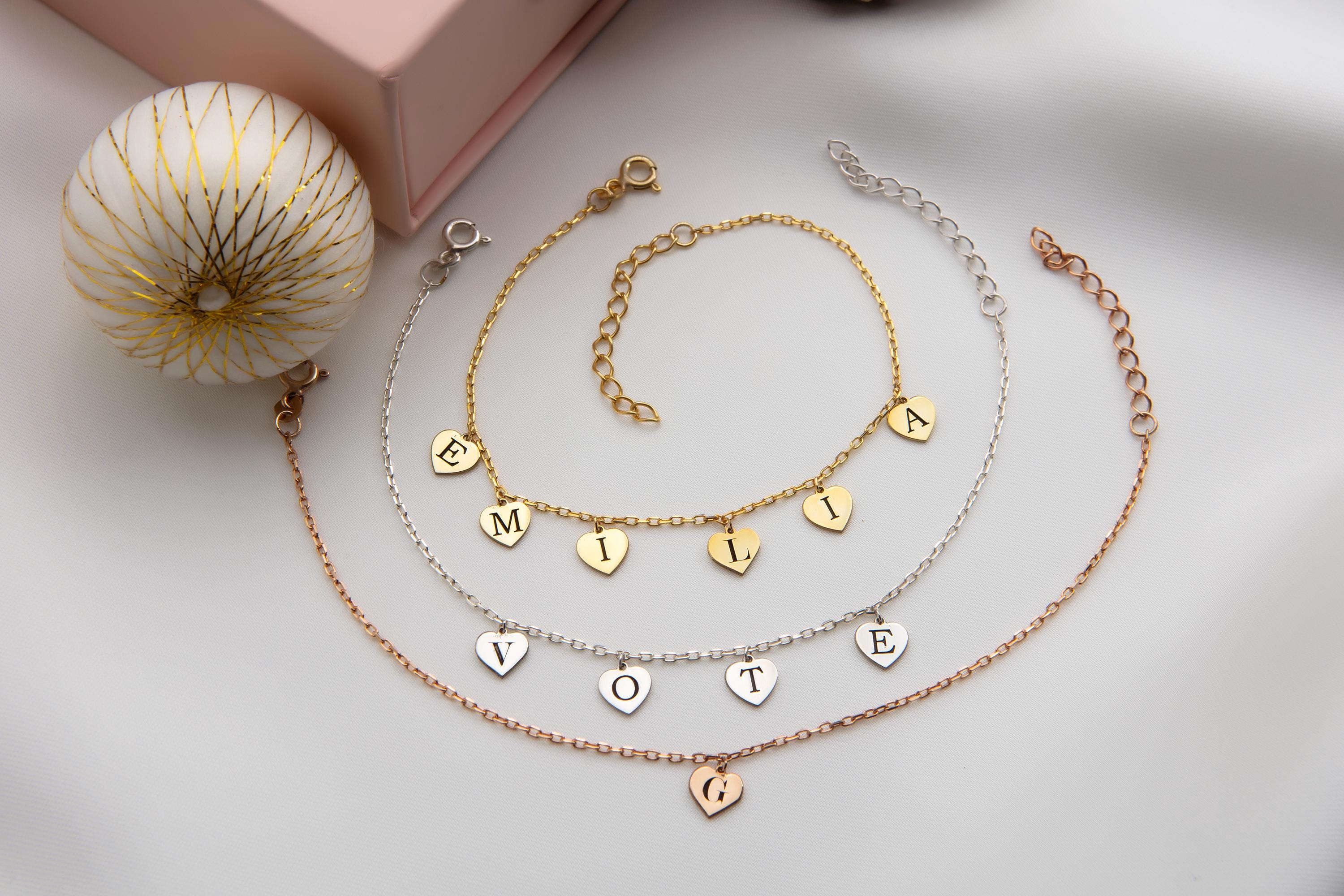 Personalized Heart Charm Bracelet with Initials