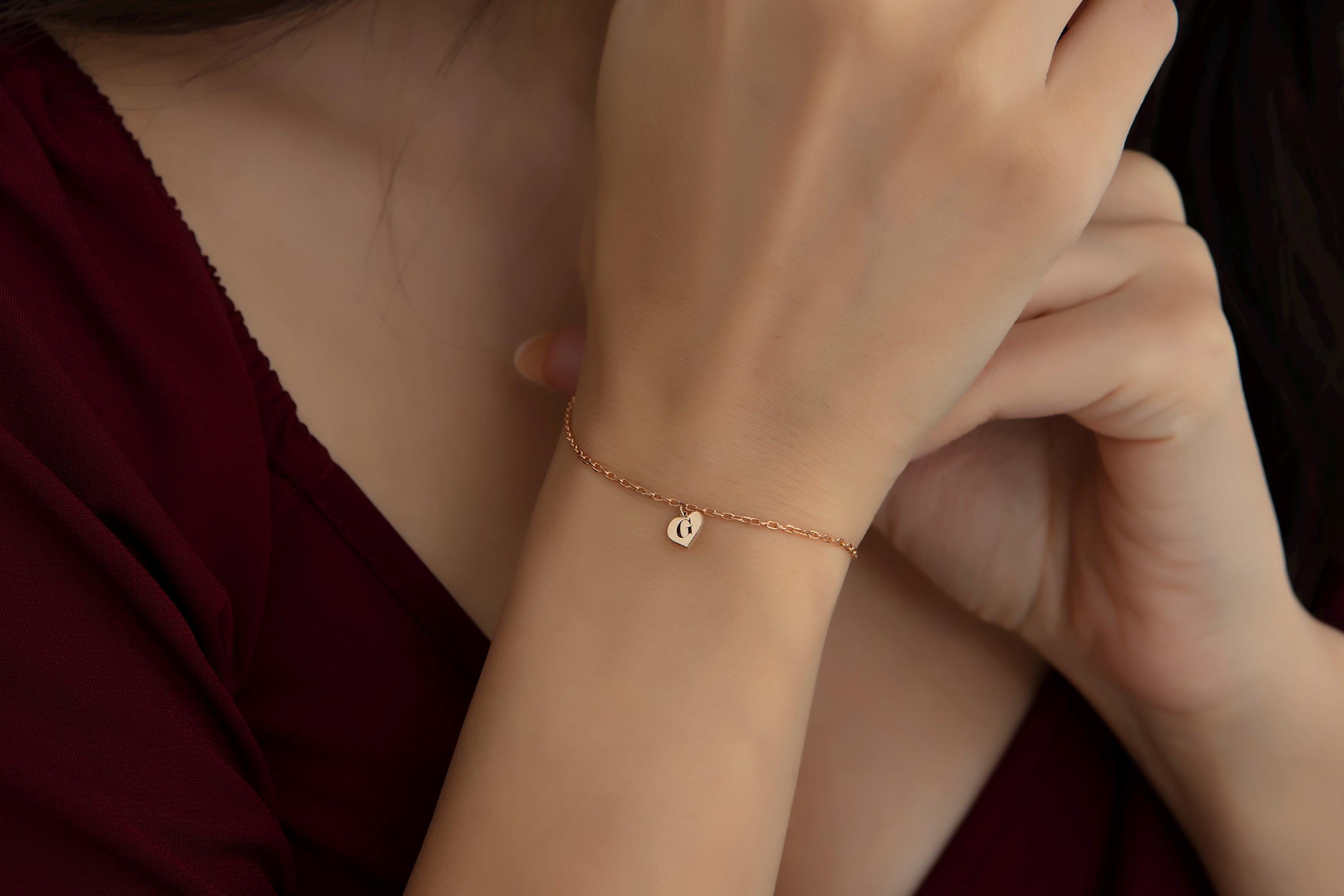 Personalized Heart Charm Bracelet with Initials