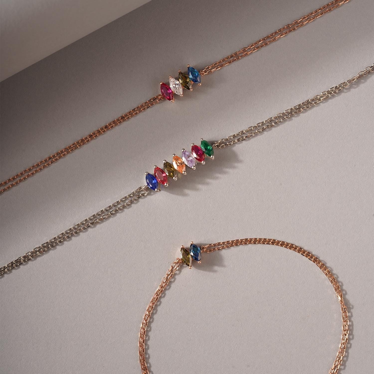 Marquise Shaped Birthstone Bracelet