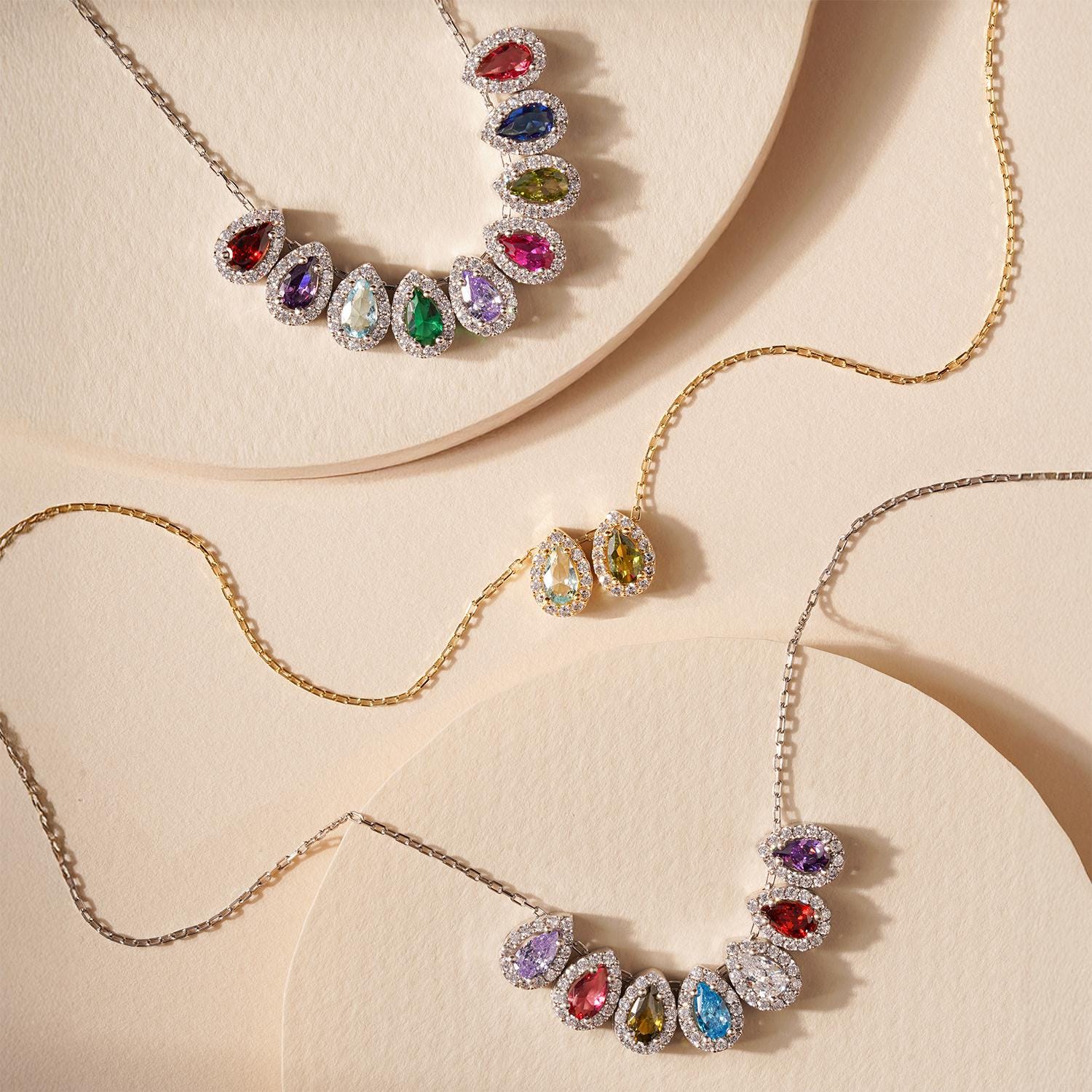 Custom Teardrop Birthstone Necklace