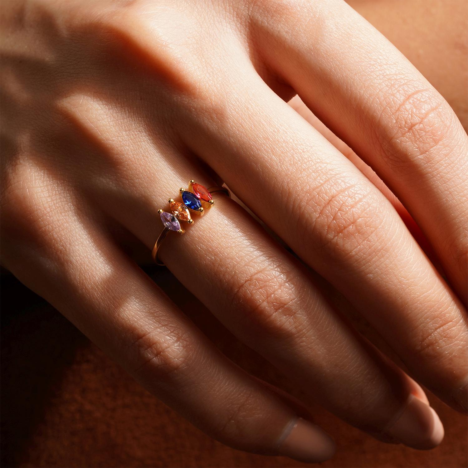 Marquise Shaped Birthstone Ring